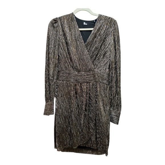 THE KOOPLES METALLIC BRONZE SHORT DRESS SIZE 1/Small NWT The Luxe dress - Picture 4 of 16